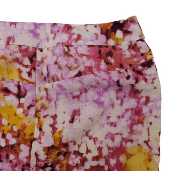 Ann Taylor Loft Floral Petite Pencil Skirt Womens 0P Lined Side Zip Pink Yellow - Picture 14 of 16